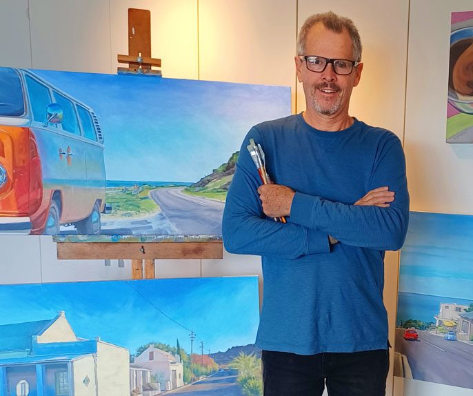 Me-In-Studio-800x570-1 Shane Wyeth Paintings oils on canvas artwork for sale in a representational but painterly style with a presence of line.